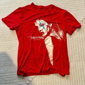 Red Graphic Men’s T-Shirt with Abstract Portrait